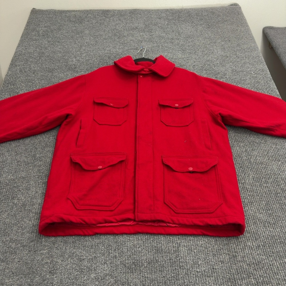 Vintage Woolrich Cruiser Jacket Mens 46 Red Wool Quilted Lining Hunting Outdoor